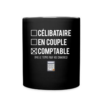 Célibataire En Couple Métier Comptable Humour - Mug uni - noir - Devant