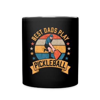 Best Dads play Pickleball Funny Dad Pickleballer - Full Colour Mug - black - Front