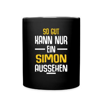 Simon Vorname Name Geburtstag - Tasse einfarbig - Schwarz - Vorne
