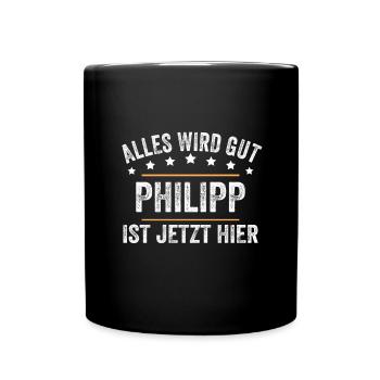 Philipp Vorname Name Geburtstag - Tasse einfarbig - Schwarz - Vorne