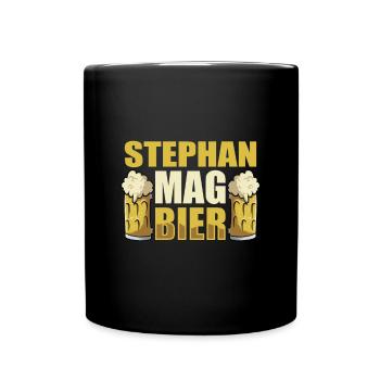 Stephan mag Bier Name Geburtstag - Tasse einfarbig - Schwarz - Vorne