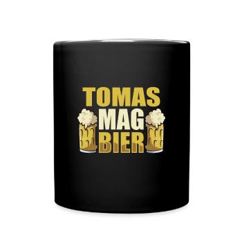 Tomas mag Bier Name Geburtstag - Tasse einfarbig - Schwarz - Vorne