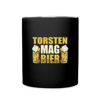 Torsten mag Bier Name Geburtstag - Tasse einfarbig - Schwarz - Vorne