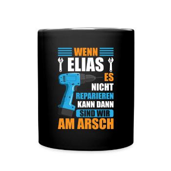 Elias Vorname Name Geburtstag Reparieren - Tasse einfarbig - Schwarz - Vorne