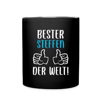 STeffen Vorname Name Geburtstag - Tasse einfarbig - Schwarz - Vorne