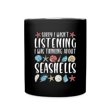 Muscheln sammeln am Strand Muschelsammler - Tasse einfarbig - Schwarz - Vorne