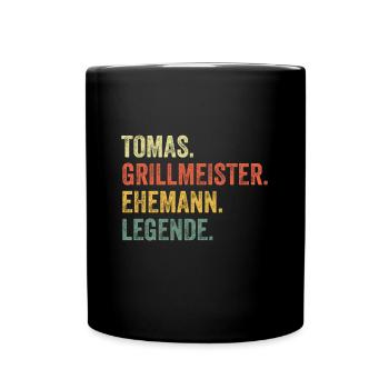 Tomas Grillmeister Ehemann Vorname Grillen - Tasse einfarbig - Schwarz - Vorne