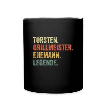 Torsten Grillmeister Ehemann Vorname Grillen - Tasse einfarbig - Schwarz - Vorne