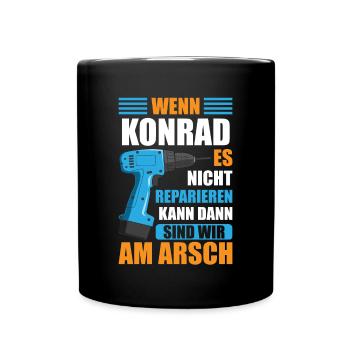 Konrad Vorname Name Geburtstag Reparieren - Tasse einfarbig - Schwarz - Vorne