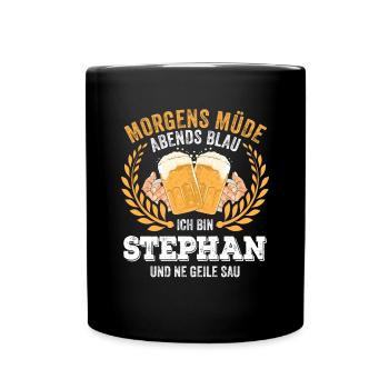 Stephan Vorname Name Geburtstag Bier saufen - Tasse einfarbig - Schwarz - Vorne