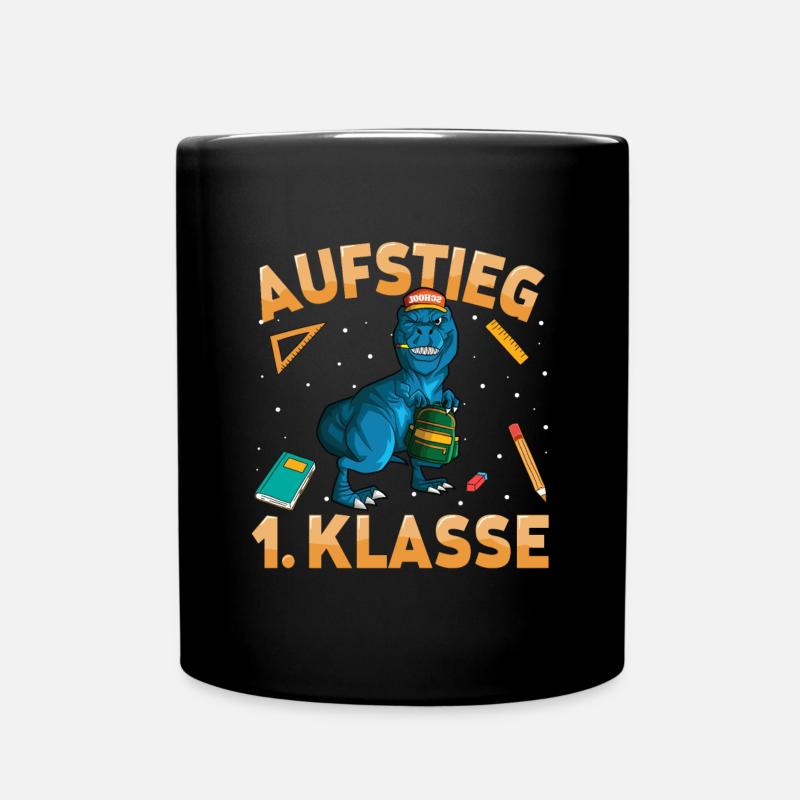 Aufstieg 1. Klasse Dino Einschulung Grundschule - Tasse einfarbig - Schwarz