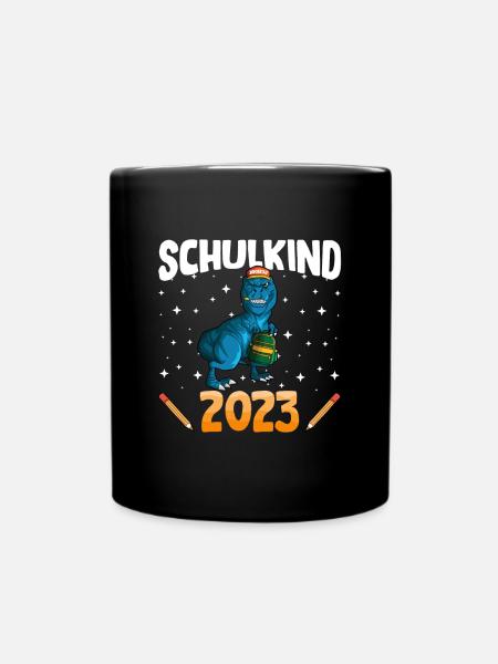 Schulkind 2023 1. Klasse Einschulung Dino - Tasse einfarbig - Schwarz