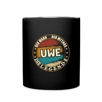 Uwe Vorname Name Geburtstag - Tasse einfarbig - Schwarz - Vorne