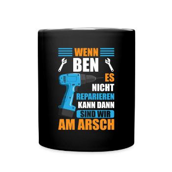 Ben Vorname Name Geburtstag Reparieren - Tasse einfarbig - Schwarz - Vorne