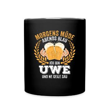 Uwe Vorname Name Geburtstag Bier saufen - Tasse einfarbig - Schwarz - Vorne