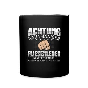 Fliesenleger - Tasse einfarbig - Schwarz - Vorne