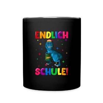 Endlich Schule Einschulung Grundschule 1. Klasse - Tasse einfarbig - Schwarz - Vorne