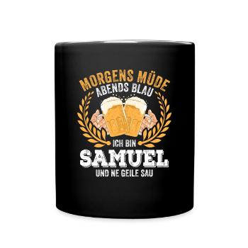 Samuel Vorname Name Geburtstag Bier saufen - Tasse einfarbig - Schwarz - Vorne