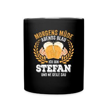 Stefan Vorname Name Geburtstag Bier saufen - Tasse einfarbig - Schwarz - Vorne