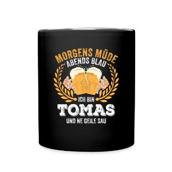 Tomas Vorname Name Geburtstag Bier saufen - Tasse einfarbig - Schwarz - Vorne