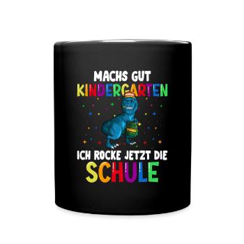 Machs gut Kindergarten ich rocke die Schule Dino - Tasse einfarbig - Schwarz - Vorne
