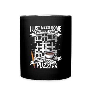 Kreuzworträtsel Lösen - Tasse einfarbig - Schwarz - Vorne
