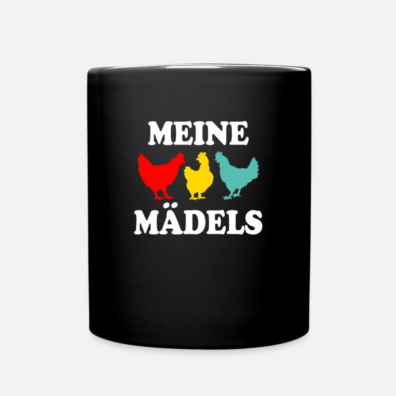 Meine Hühner Mädls - lustiger Huhn Spruch Geschenk - Tasse einfarbig - Schwarz