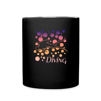 Diving mit Taucher - Tasse einfarbig - Schwarz - Vorne
