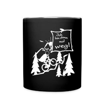 bin weg MTB fahren - Fahrradtour - Tasse einfarbig - Schwarz - Vorne