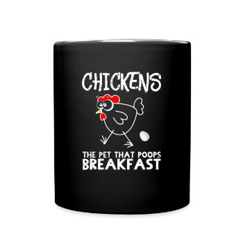 Chicken Breakfast - Hühner Frühstück Eier Geschenk - Tasse einfarbig - Schwarz - Vorne