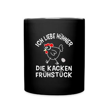 Funny Chicken Bauern Huhn Henne Hahn Hühner Shirt - Tasse einfarbig - Schwarz - Vorne