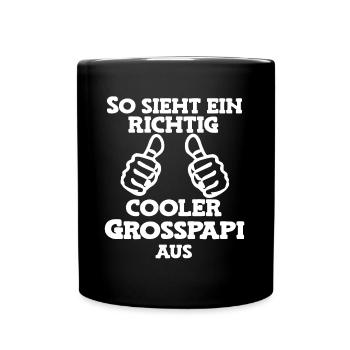 So sieht ein cooler Grosspapi Opa Schweiz - Tasse einfarbig - Schwarz - Vorne