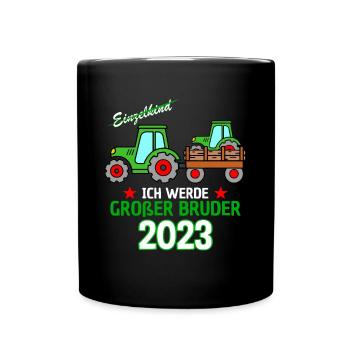 Ich Werde Großer Bruder 2023 - Geburt Sohn Traktor - Tasse einfarbig - Schwarz - Vorne