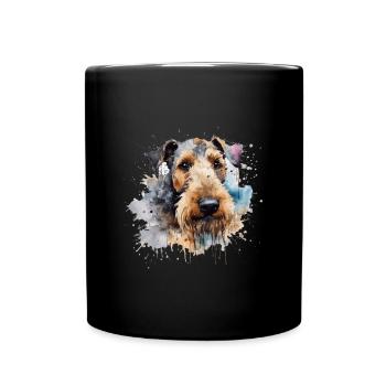 Airedale Terrier - Tasse einfarbig - Schwarz - Vorne