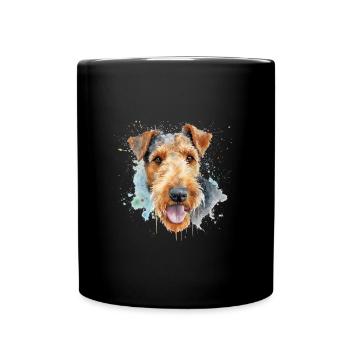 Airedale Terrier - Tasse einfarbig - Schwarz - Vorne