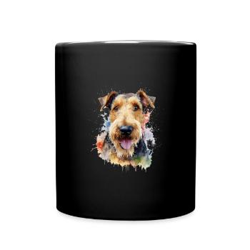 Airedale Terrier - Tasse einfarbig - Schwarz - Vorne