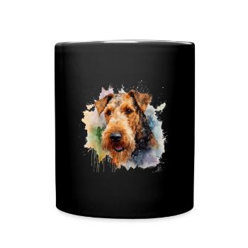 Airedale Terrier - Tasse einfarbig - Schwarz - Vorne