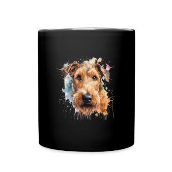 Airedale Terrier - Tasse einfarbig - Schwarz - Vorne