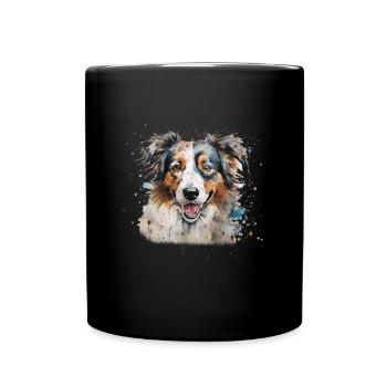 Australian Shepherd - Tasse einfarbig - Schwarz - Vorne