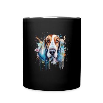 Basset Hound - Tasse einfarbig - Schwarz - Vorne