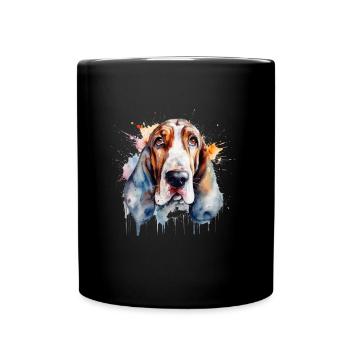 Basset Hound - Full Colour Mug - black - Front