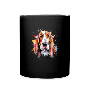 Basset Hound - Tasse einfarbig - Schwarz - Vorne