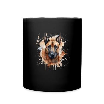 Belgian Malinois - Tasse einfarbig - Schwarz - Vorne