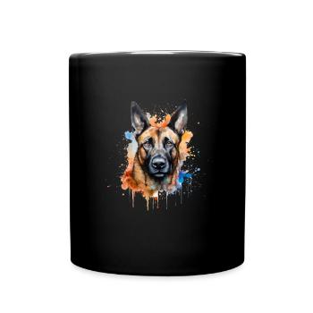 Belgian Malinois - Tasse einfarbig - Schwarz - Vorne