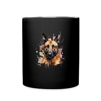 Belgian Malinois - Tasse einfarbig - Schwarz - Vorne