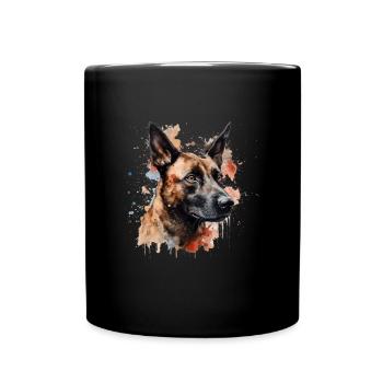 Belgian Malinois - Tasse einfarbig - Schwarz - Vorne
