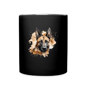 Belgian Malinois - Tasse einfarbig - Schwarz - Vorne
