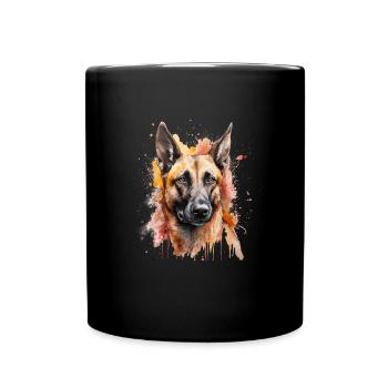 Belgian Malinois - Tasse einfarbig - Schwarz - Vorne