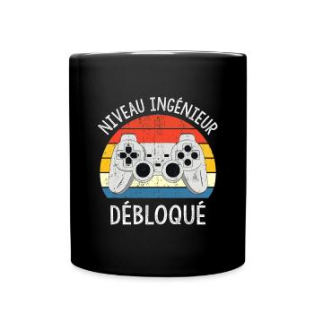 Niveau Ingénieur débloqué, cool cadeau - Mug uni - noir - Devant
