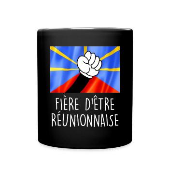 Fiere d'être réunionnaise Drapeau île La Réunion - Mug uni - noir - Devant